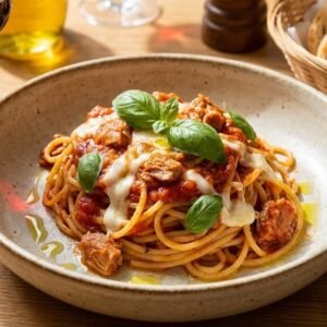 Spaghetti con Tonno e Mozzarella