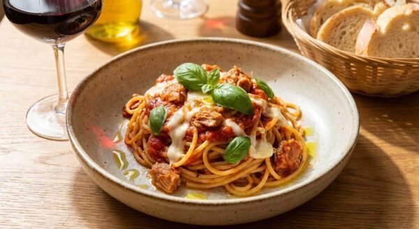 Spaghetti con Tonno e Mozzarella